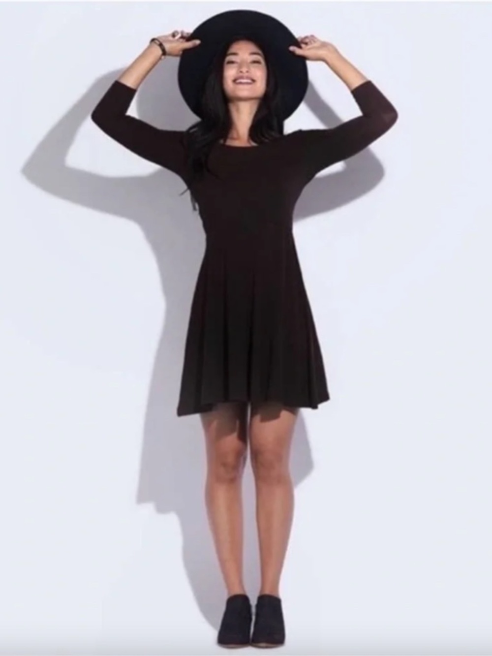 Pact Organic Cotton Scoop Neck Fit and Flare Black Dress, Small, Minimalist Chic